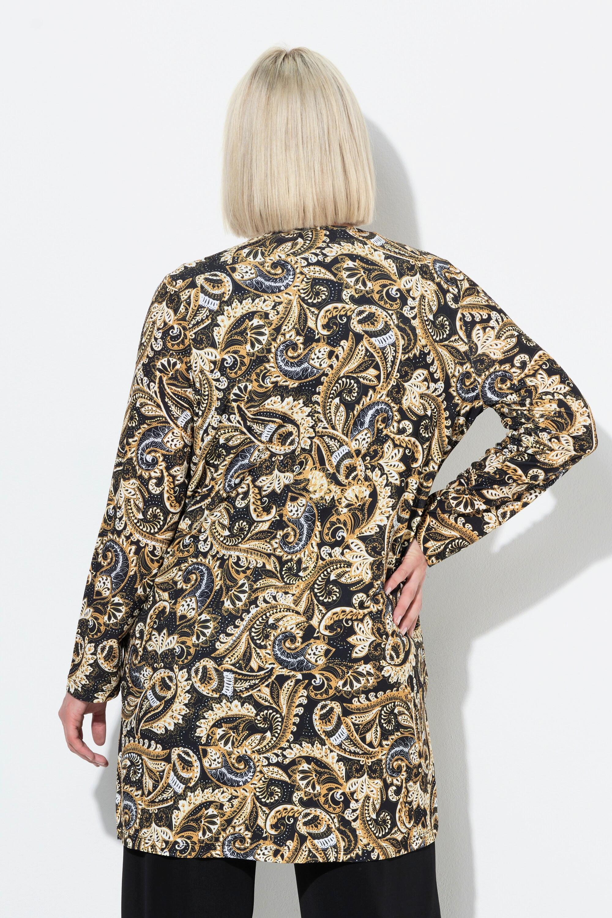Ulla Popken Paisleymuster A-Linie Jerseyjacke V-Ausschnitt Langarm  