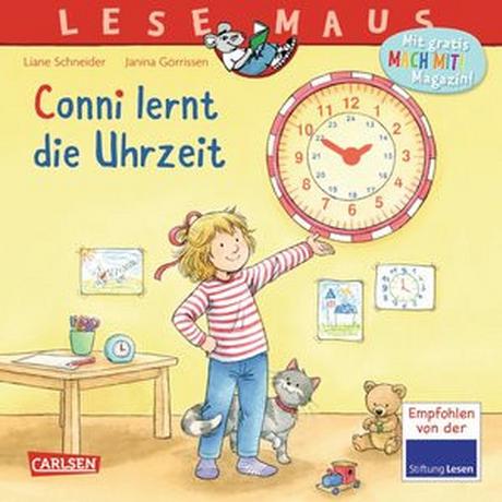 LESEMAUS 190: Conni lernt die Uhrzeit Schneider, Liane; Görrissen, Janina (Illustrationen) Copertina rigida 