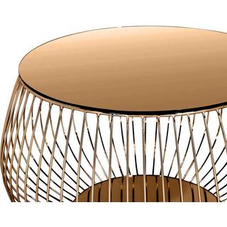 mutoni Table basse panier métallique 72cm or rose  