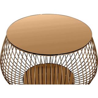 mutoni Table basse panier métallique 72cm or rose  