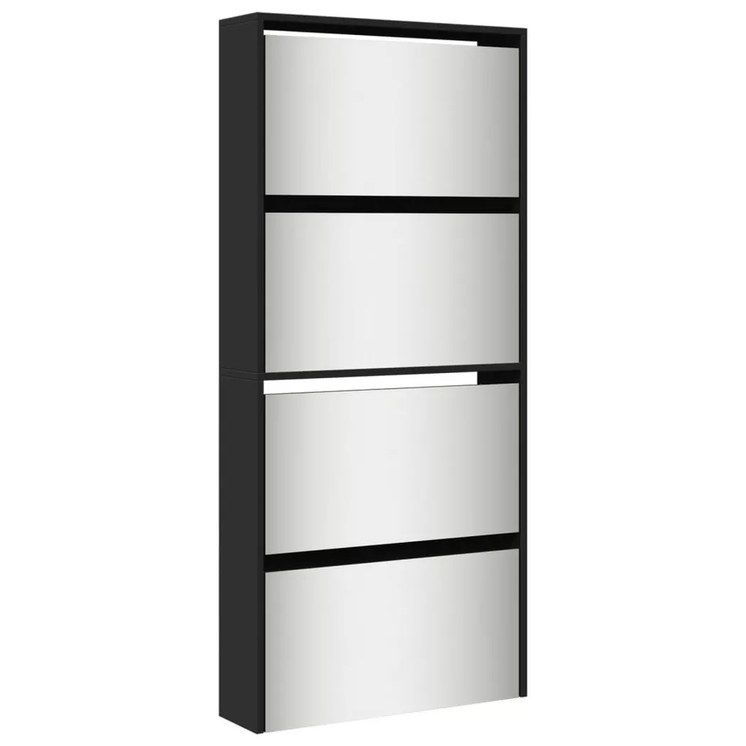 vidaXL Armoire à chaussures avec miroir à 4 niveaux noir 63x17x134 cm