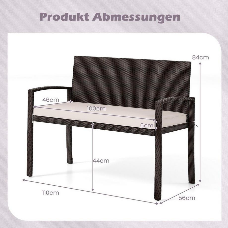 Northix Rattanbank für den Außenbereich, 2-Sitzer  
