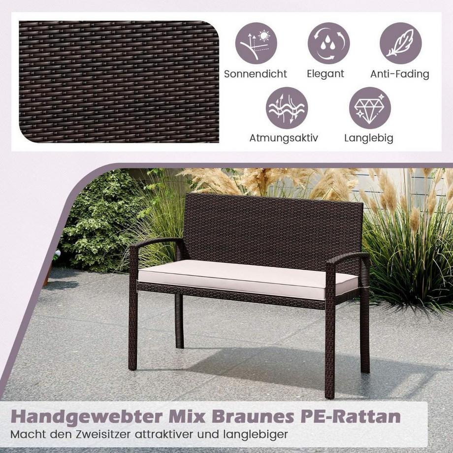 Northix Rattanbank für den Außenbereich, 2-Sitzer  