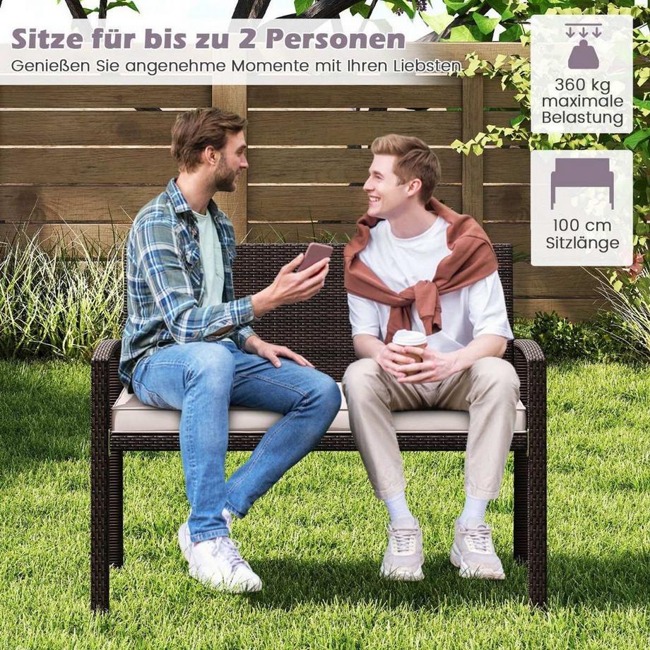 Northix Rattanbank für den Außenbereich, 2-Sitzer  