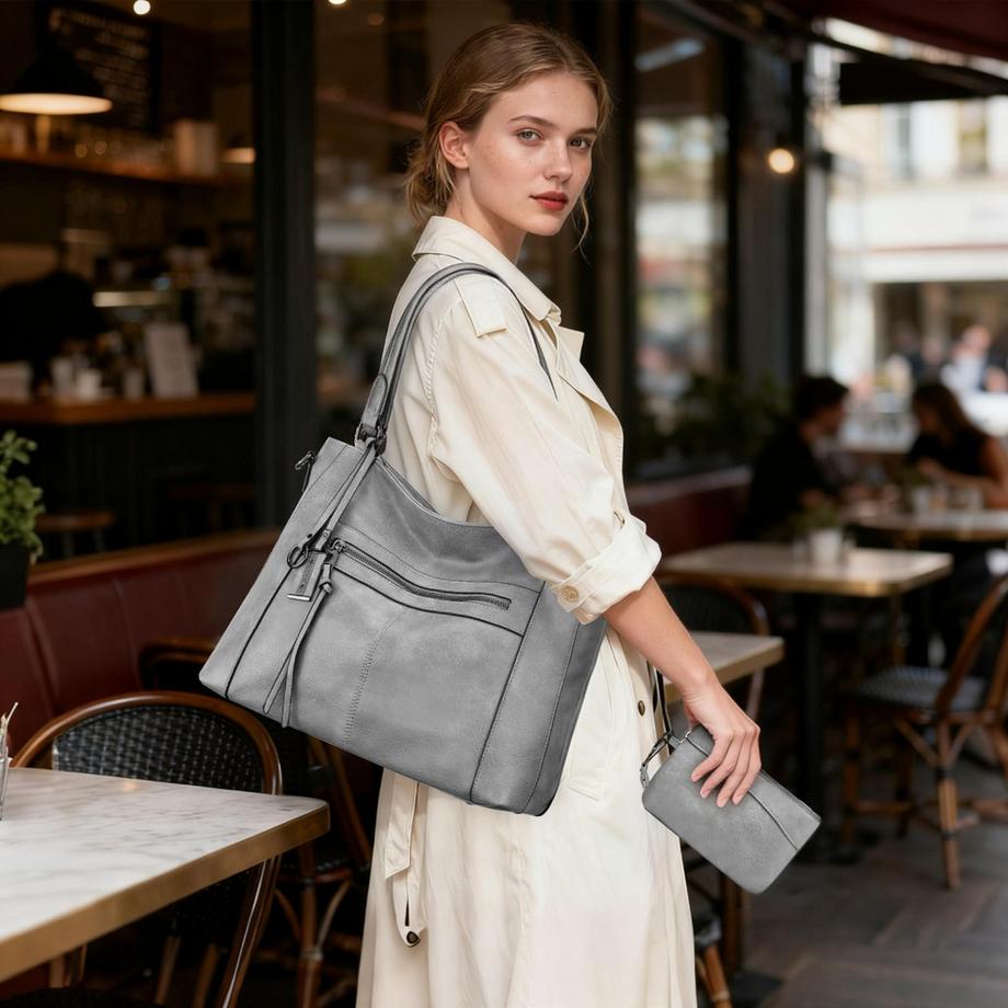 Only-bags.store Ensemble de 2 Sacs à Main avec Sac à Bandoulière et Portefeuille  