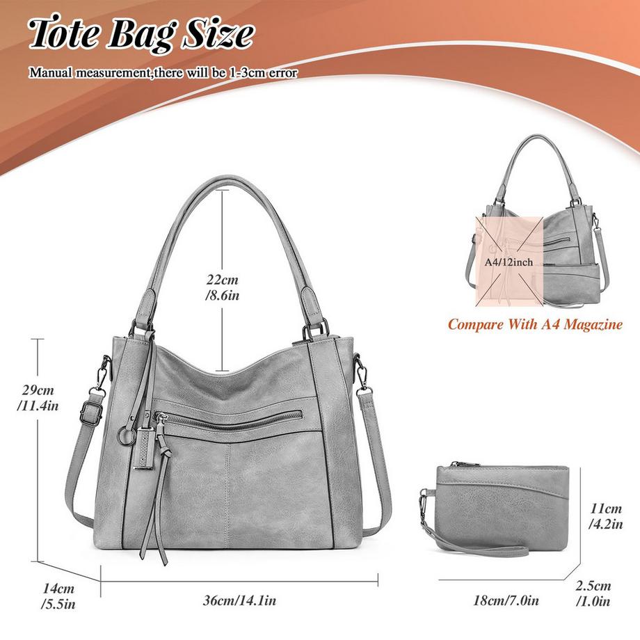 Only-bags.store Ensemble de 2 Sacs à Main avec Sac à Bandoulière et Portefeuille  