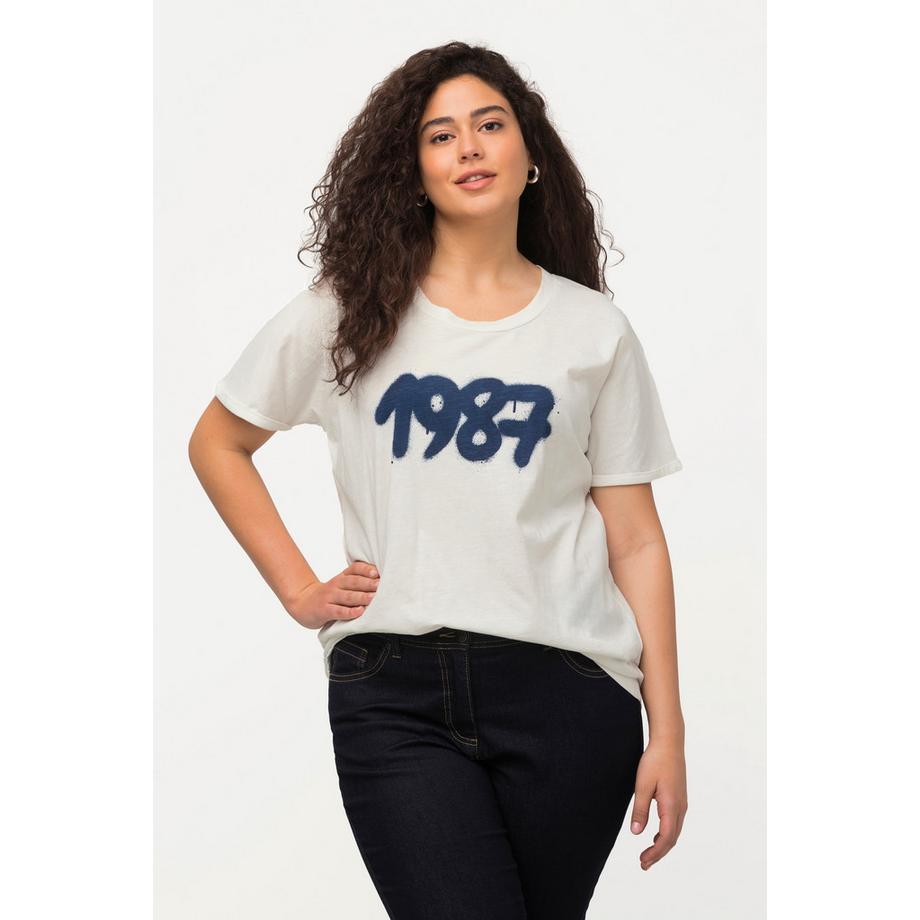 Ulla Popken T-shirt Oversize Girocollo Maniche Corte Spray Design  