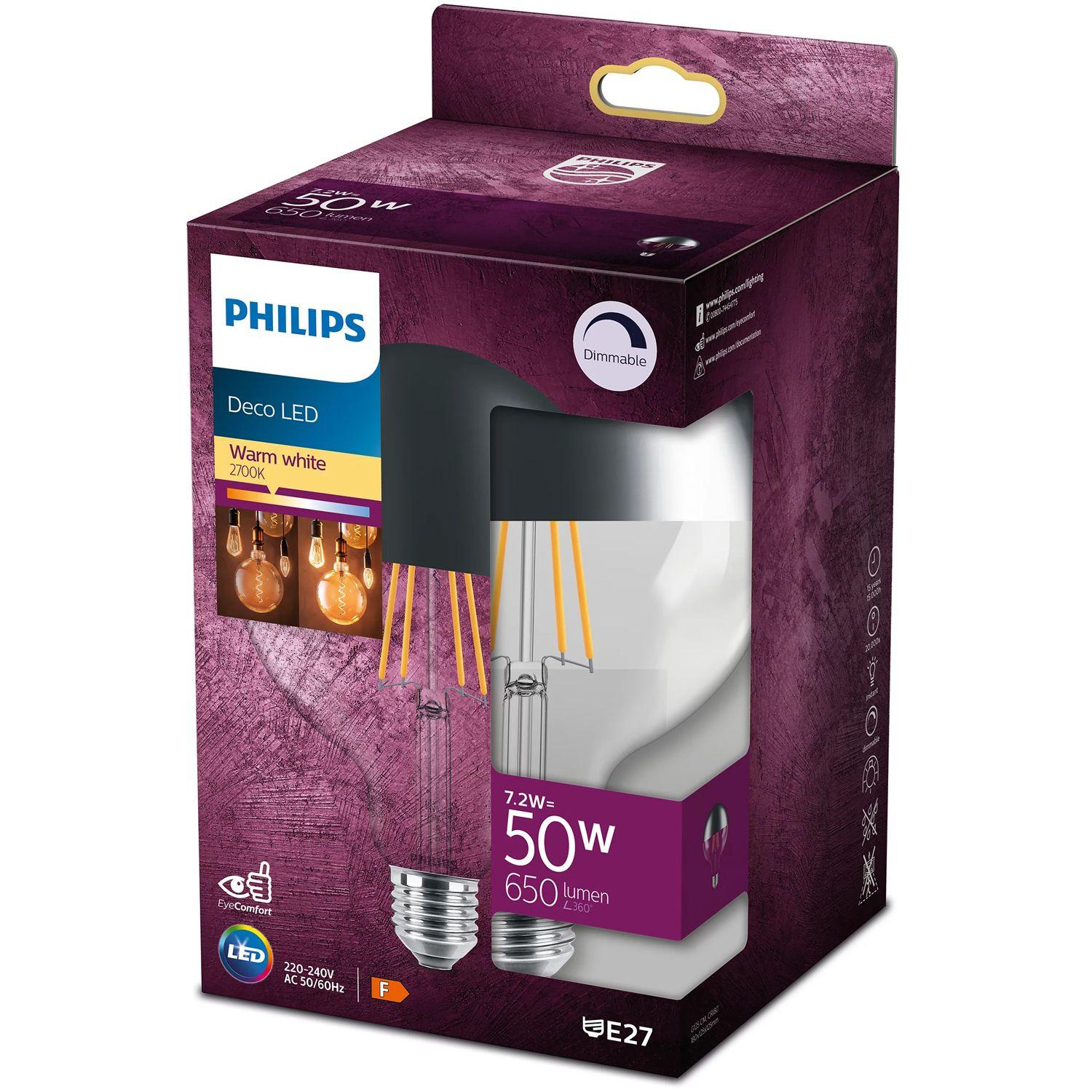 PHILIPS LED E27 G120 Filament Top miroir Dimmable 50W 650lm  