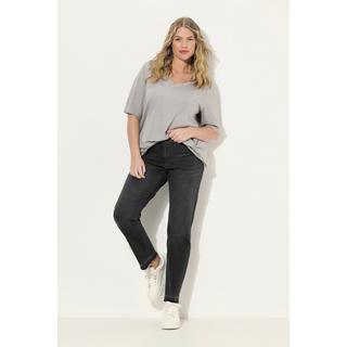 Ulla Popken  Jean Mary Sammy extensible, jambe étroite avec ourlet frangé 