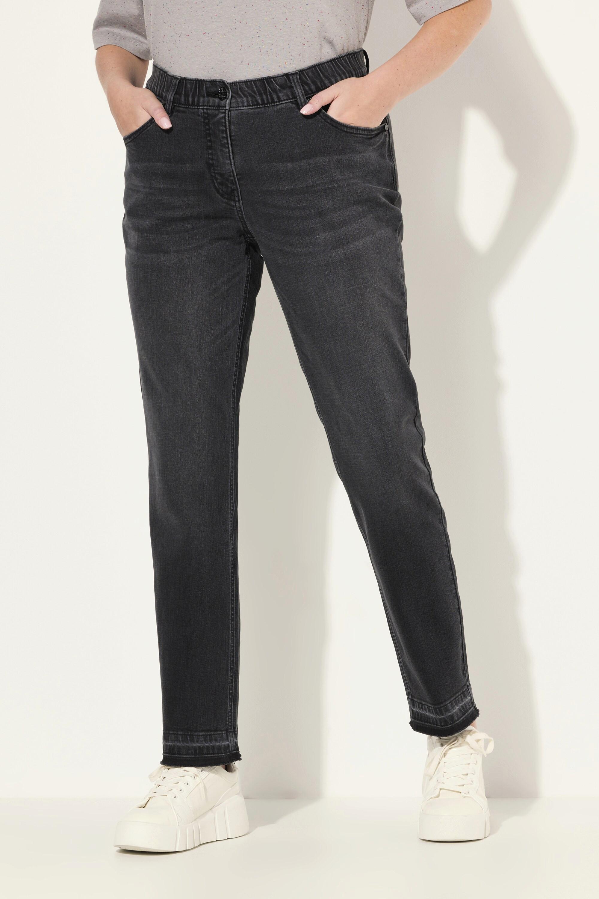 Ulla Popken  Jeans Sammy, schmales Bein, Stretch, Fransensaum 