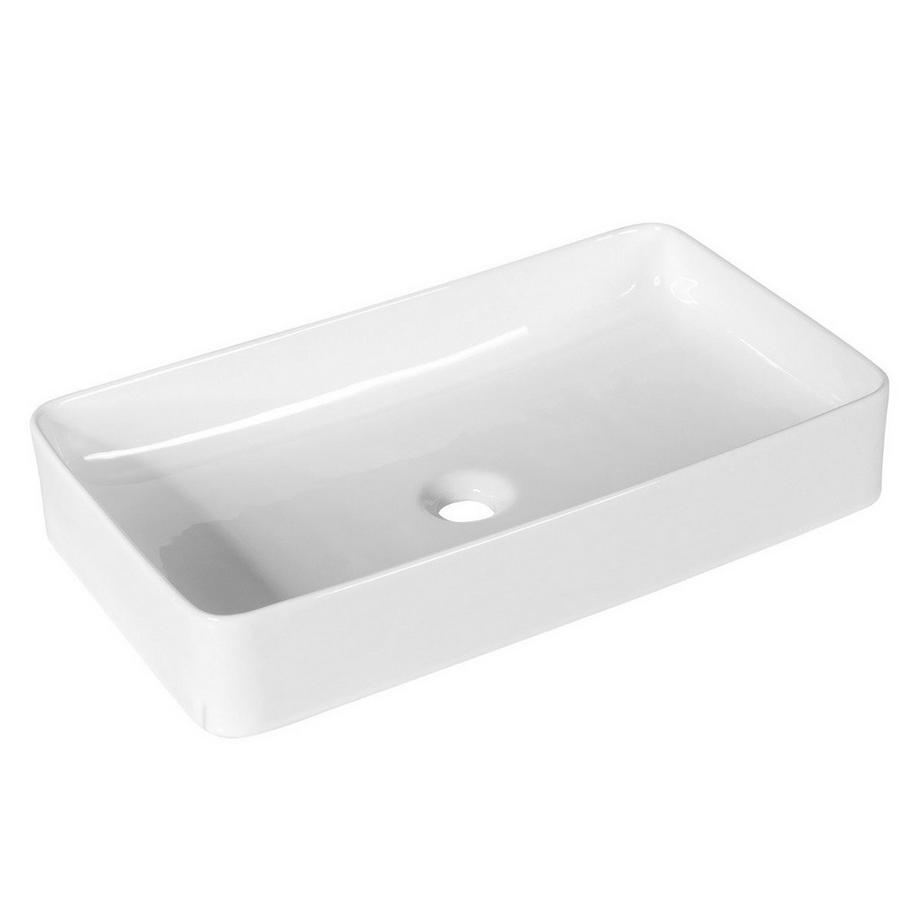 Northix Vasque en porcelaine, vasque d'art, vasque en céramique avec vidage automatique, 60 x 35 x 11 cm, blanc  