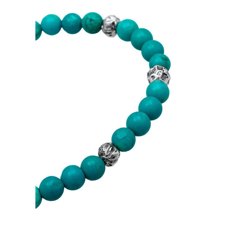 Kuzzoi  Bracelet Herren Howlith Türkis Stein Bead 925Er Silber 