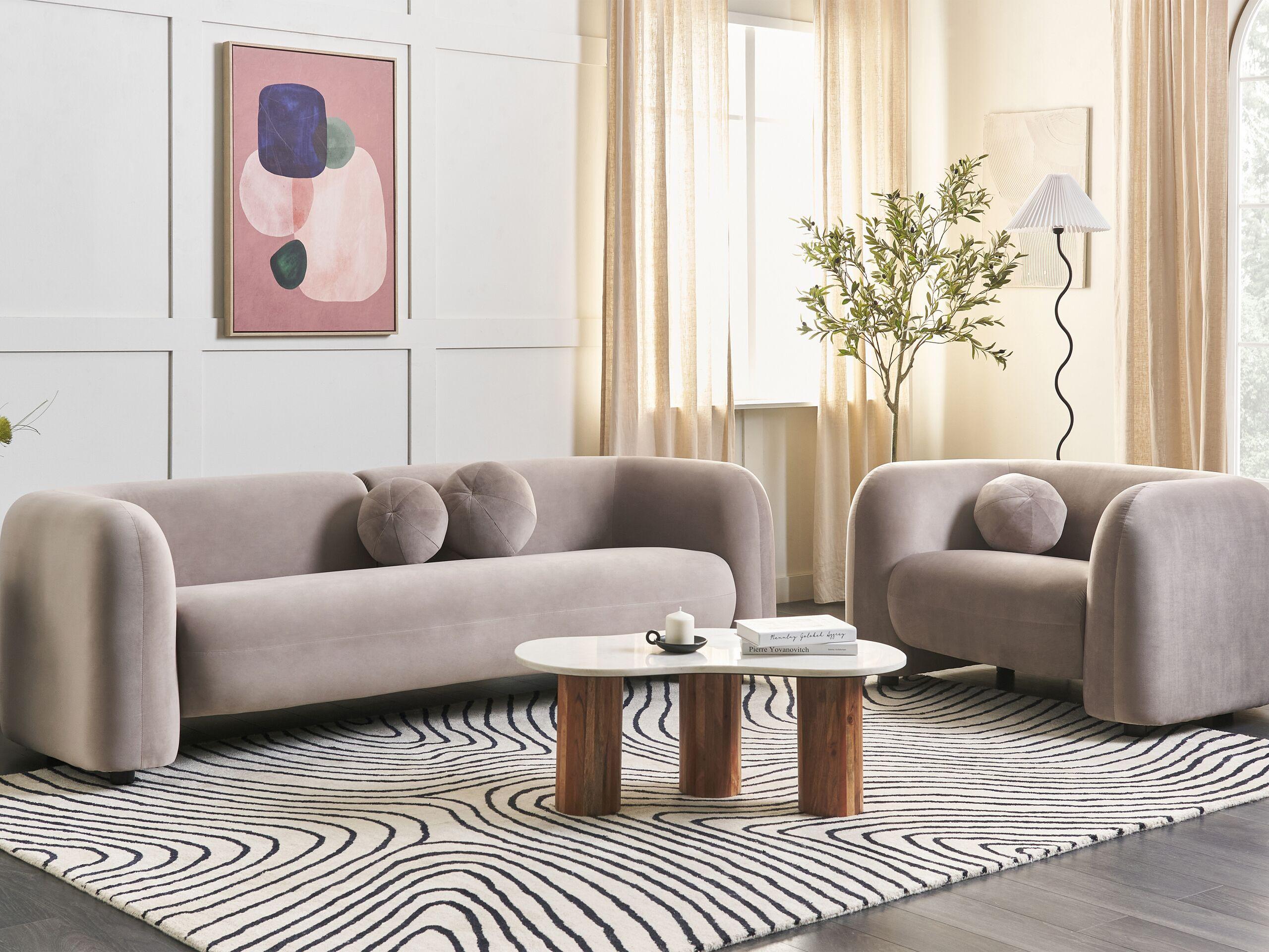 Beliani 4-Sitzer-Wohnzimmer Set aus Samtstoff Modern LEIREN  