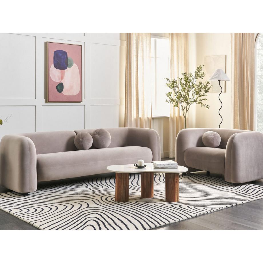 Beliani 4-Sitzer-Wohnzimmer Set aus Samtstoff  LEIREN  