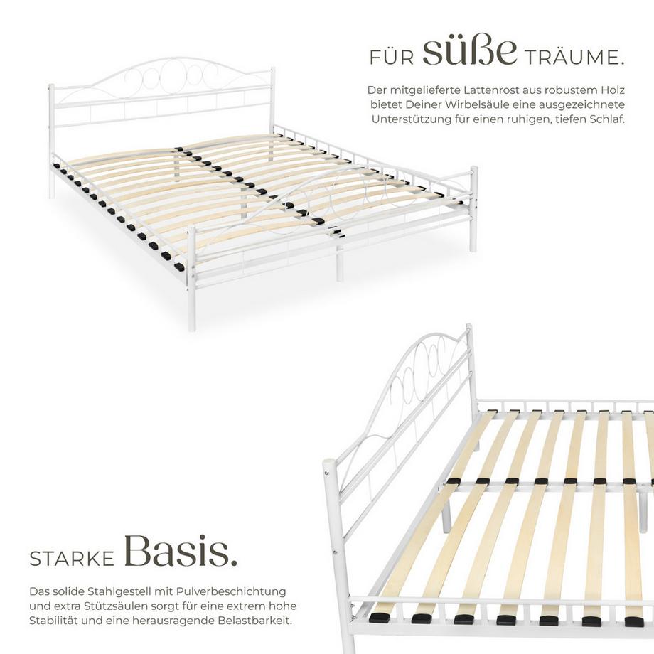 Tectake Lit design moderne avec sommier SONNO avec Cadre en Acier solide  