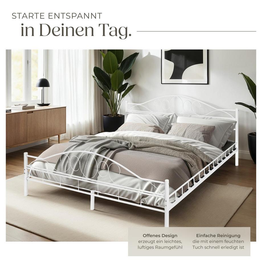 Tectake Lit design moderne avec sommier SONNO avec Cadre en Acier solide  