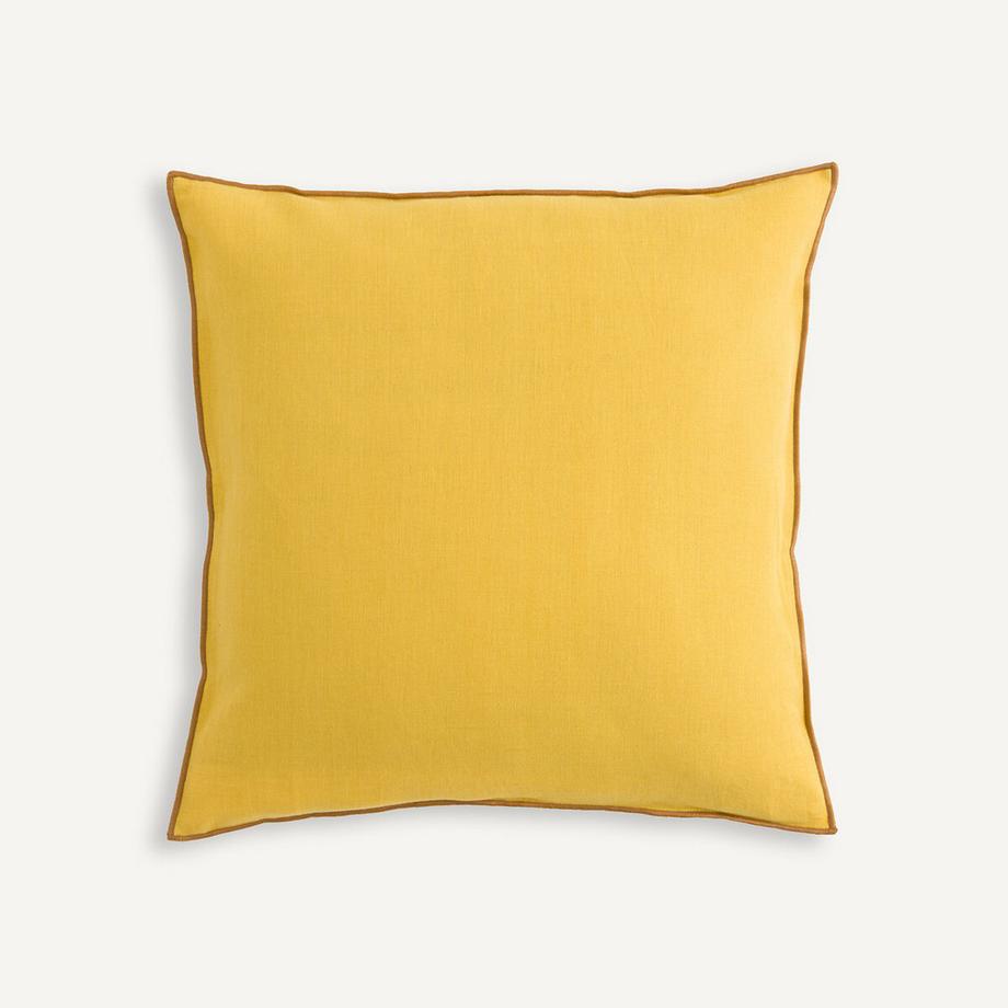 Housse de coussin unie lin/coton