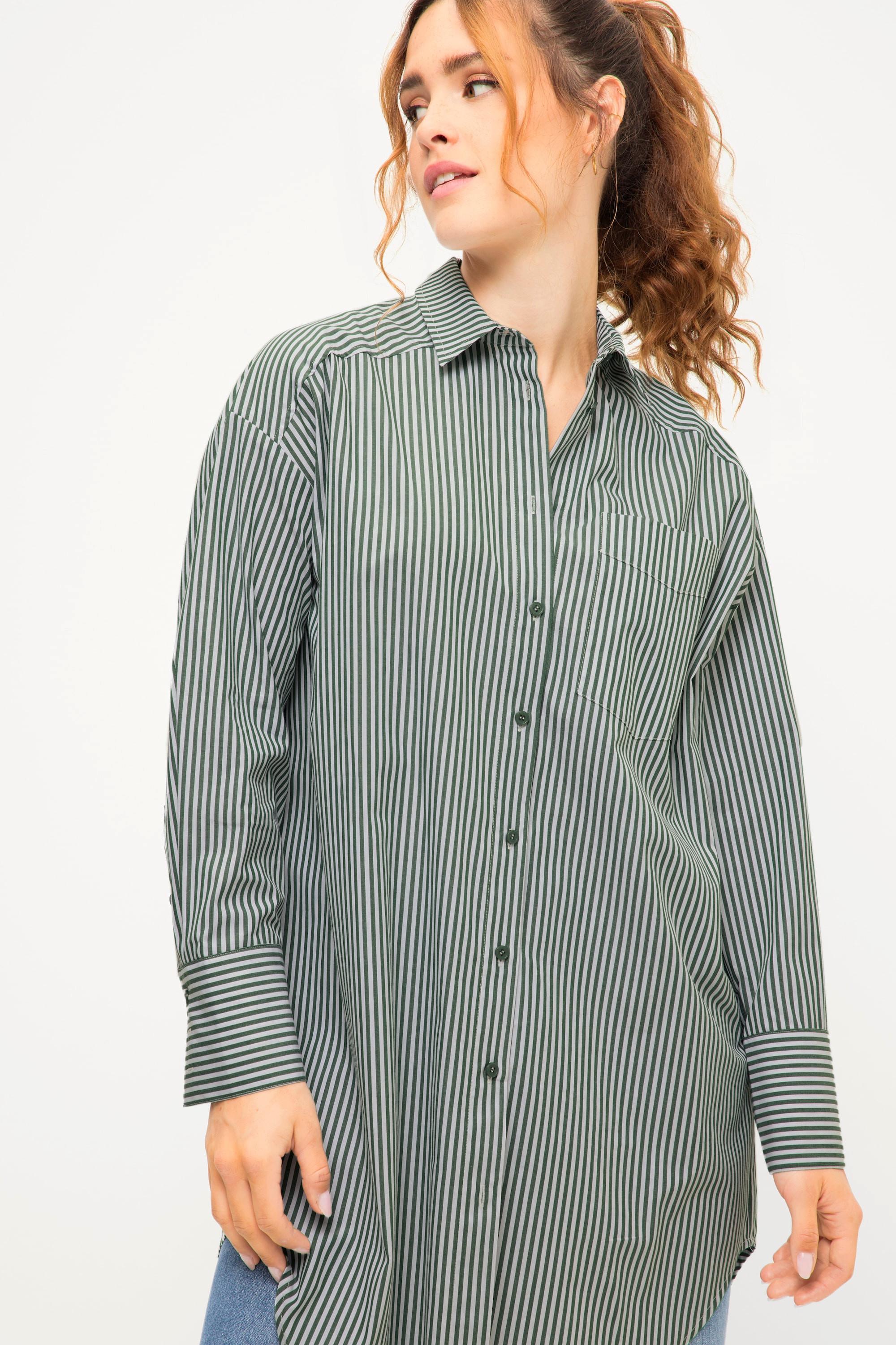 Studio Untold  Camicia dal taglio oversize con righe, collo da camicia, applicazione e maniche lunghe 