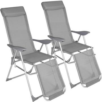 Set di 2 sedie pieghevoli Jana in alluminio con poggiatesta e poggiapiedi