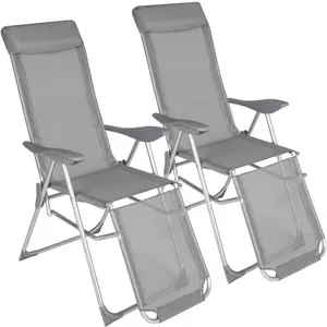 2 Aluminium Gartenstühle klappbar mit Kopfteil und Fussteil