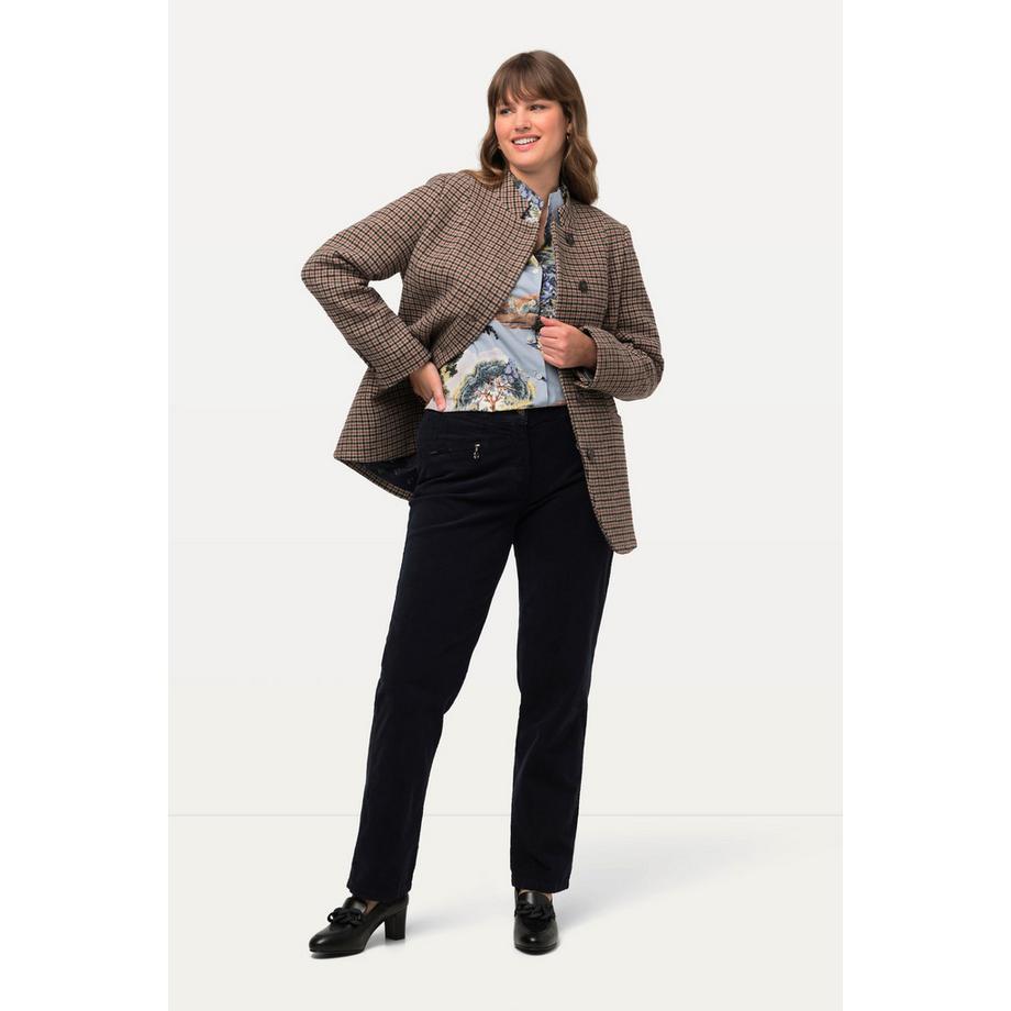 Ulla Popken Pantalon Mony en velours côtelé Taille Confort Poches Zippées  