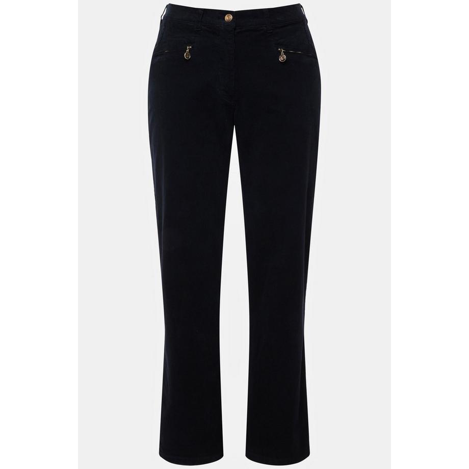 Ulla Popken Pantalon Mony en velours côtelé Taille Confort Poches Zippées  