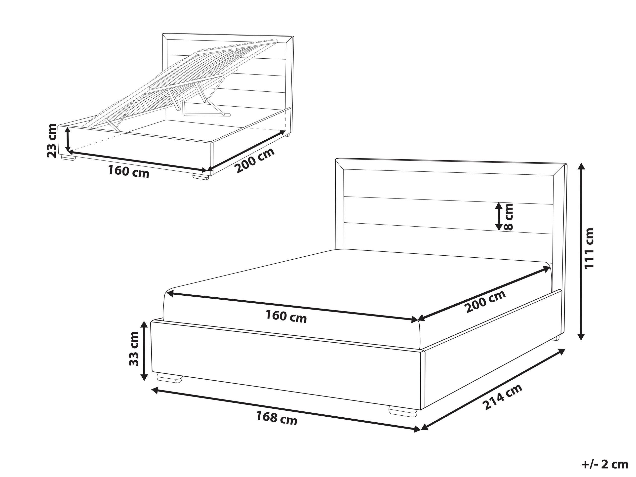 Beliani Bett mit Bettkasten aus Samtstoff Modern ROUEN  