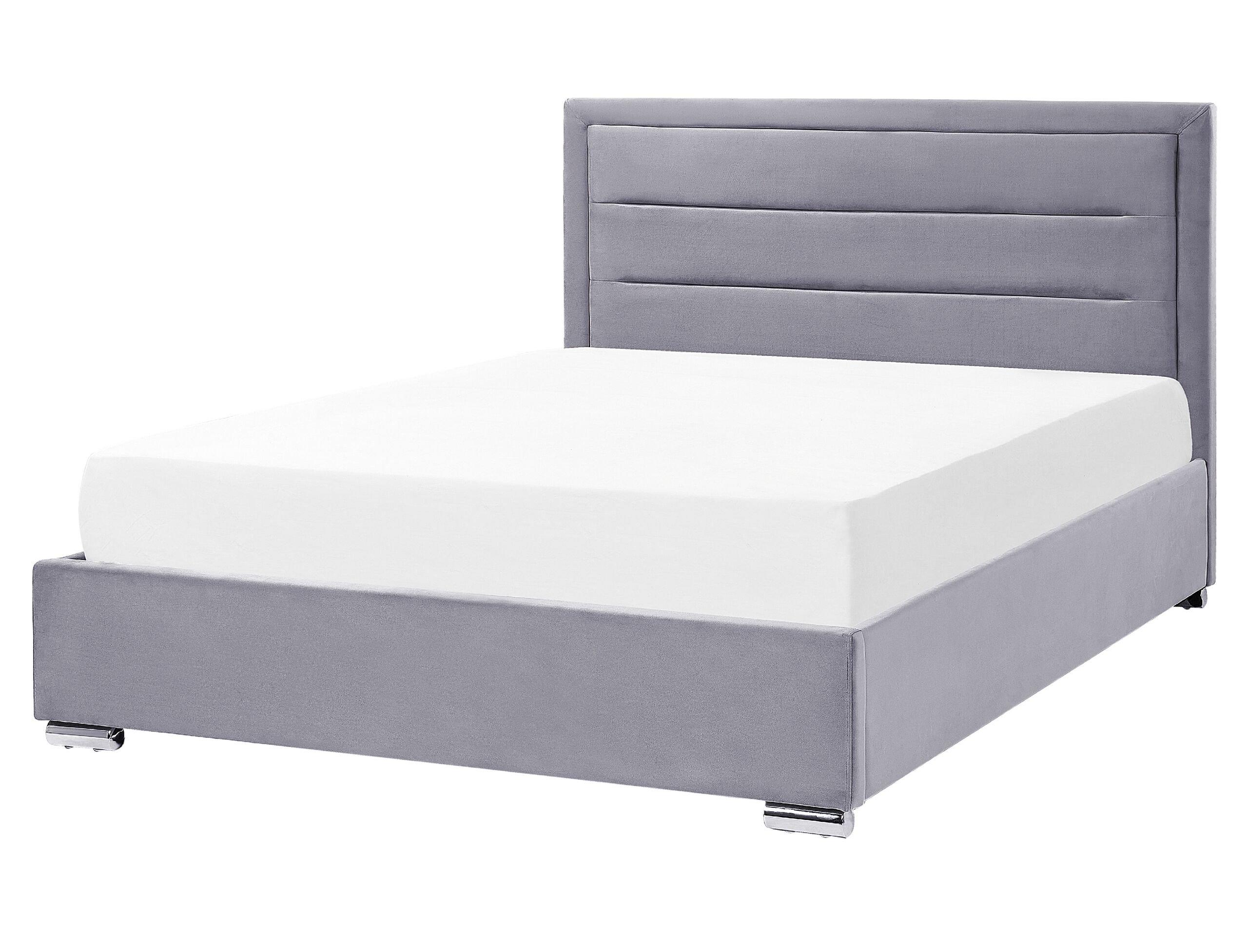 Beliani Bett mit Bettkasten aus Samtstoff Modern ROUEN  