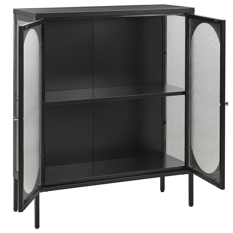 Beliani Sideboard mit Glastüren aus Stahl  SARRE  