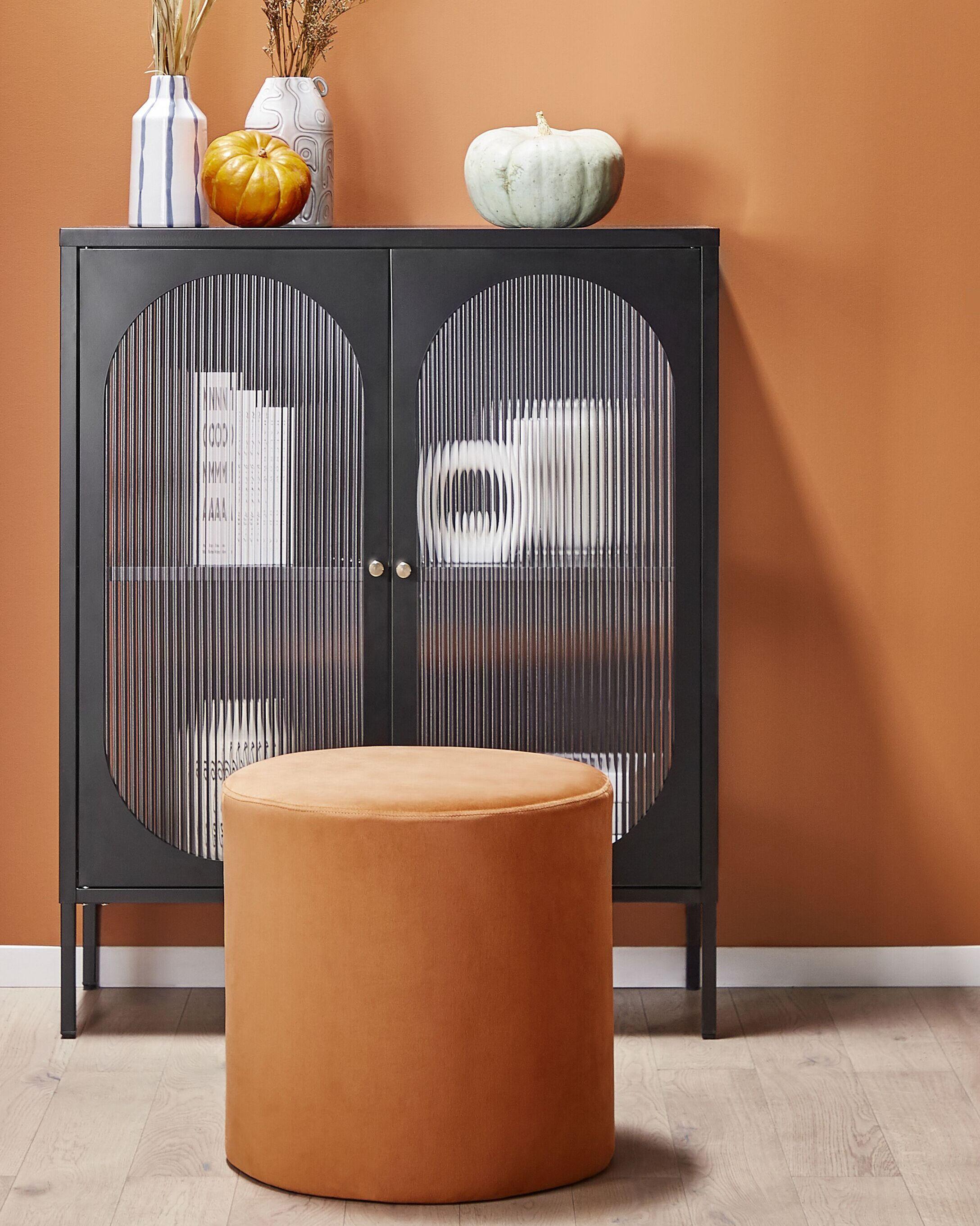 Beliani Buffet avec vitrine en verre en Acier Moderne SARRE  