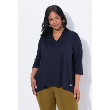 T-shirt dal taglio svasato con piega sul retro, scollo montante e maniche a 3/4