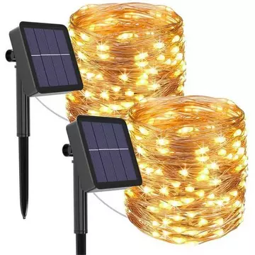 32m Solar Draht- Lichterkette warm