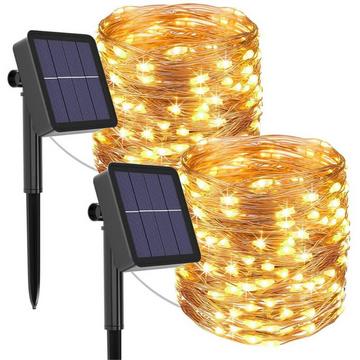 32m Solar Draht- Lichterkette Warmweiss