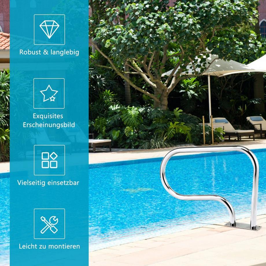 Northio  Edelstahl 304 Pool-Handlauf Schwimmbad Leiter Handlauf Einstiegsleiter mit Bodenplatte 