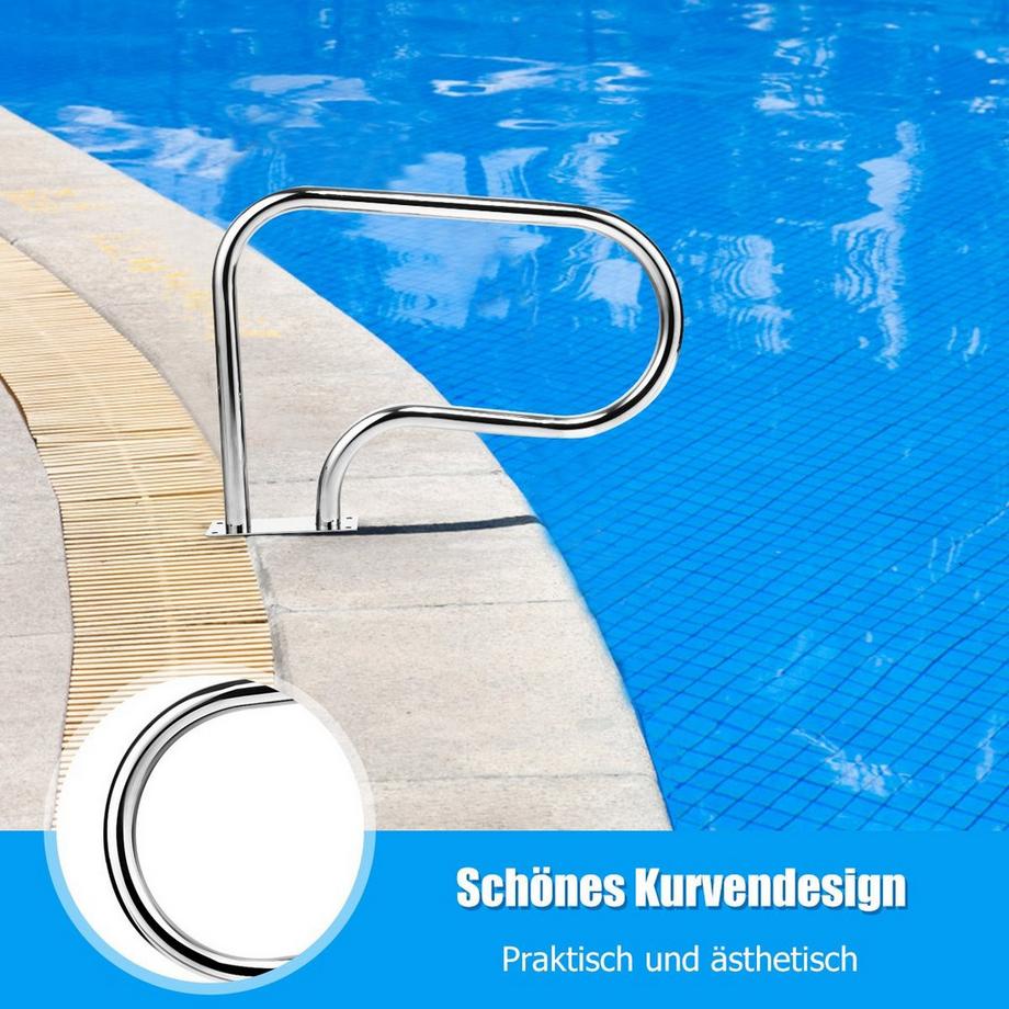 Northio  Edelstahl 304 Pool-Handlauf Schwimmbad Leiter Handlauf Einstiegsleiter mit Bodenplatte 