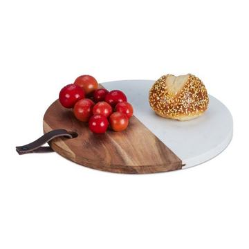 Planche à découper ronde en bois et marbre