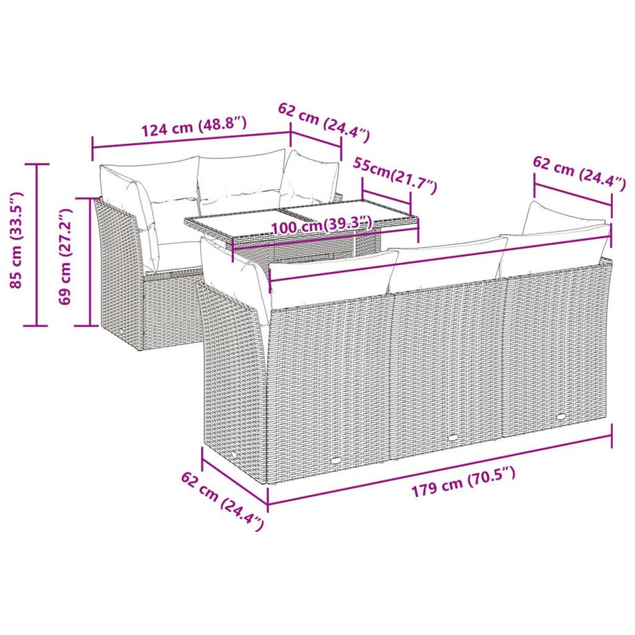 VidaXL Ensemble de canapés de jardin rotin synthétique  