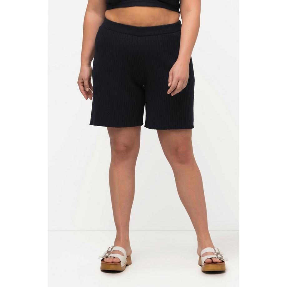 Ulla Popken Shorts di maglia taglio gamba ampio cintura elastica cotone biologico  