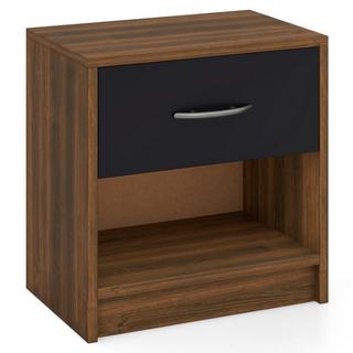 Northix Table de chevet avec tiroir Petite table d'appoint avec compartiment ouvert 38,5 x 28 x 40,5 cm marron + noir  