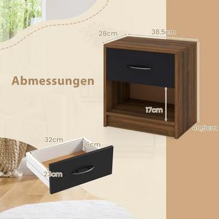 Northix Table de chevet avec tiroir Petite table d'appoint avec compartiment ouvert 38,5 x 28 x 40,5 cm marron + noir  