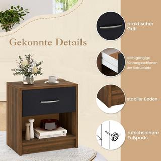 Northix Table de chevet avec tiroir Petite table d'appoint avec compartiment ouvert 38,5 x 28 x 40,5 cm marron + noir  