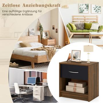 Table de chevet avec tiroir Petite table d'appoint avec compartiment ouvert 38,5 x 28 x 40,5 cm marron + noir