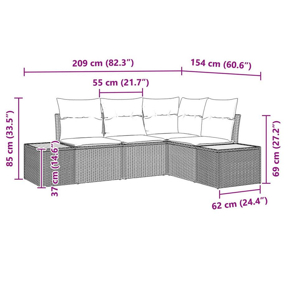 VidaXL Ensemble de canapé de jardin poly rattan  