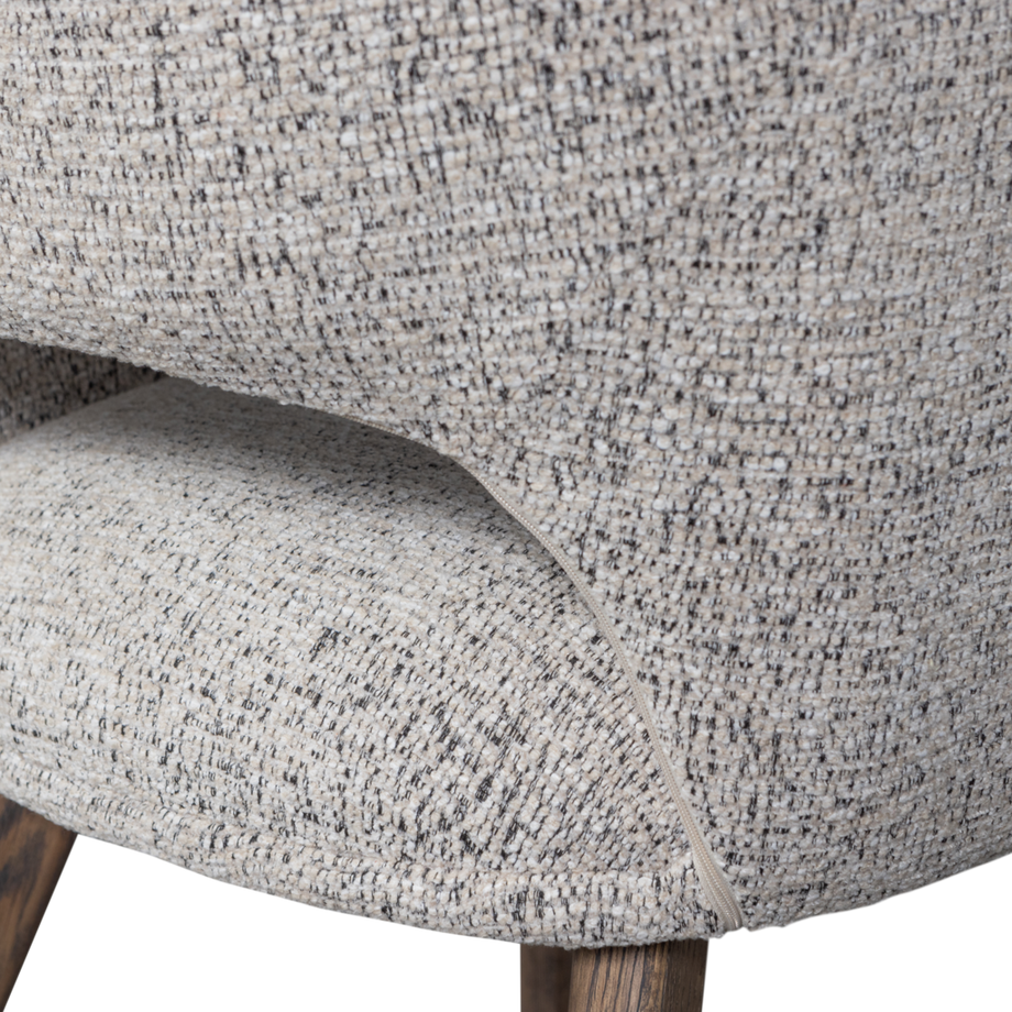 mutoni Chaise avec accoudoirs Murat nature avec pied en bois brun foncé  