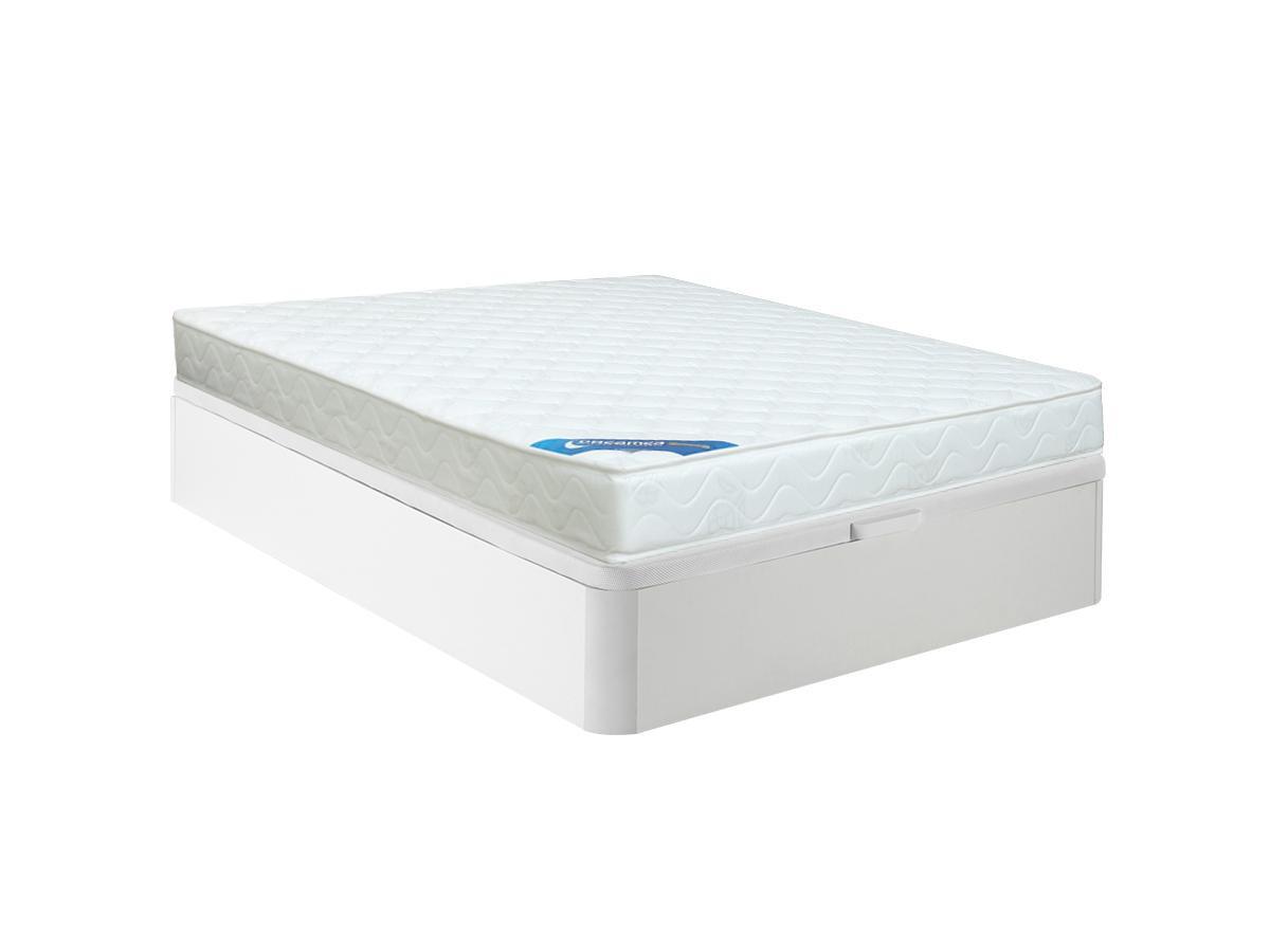 Vente-unique Ensemble 140 x 190 cm sommier coffre blanc + matelas mousse ép.15cm - ZEUS de DREAMEA  