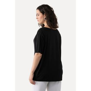 Ulla Popken  T-shirt en lyocell, avec col bénitier et manches courtes 