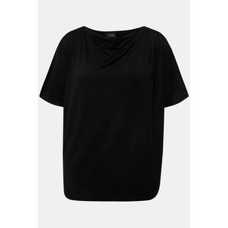 Ulla Popken  T-shirt en lyocell, avec col bénitier et manches courtes 