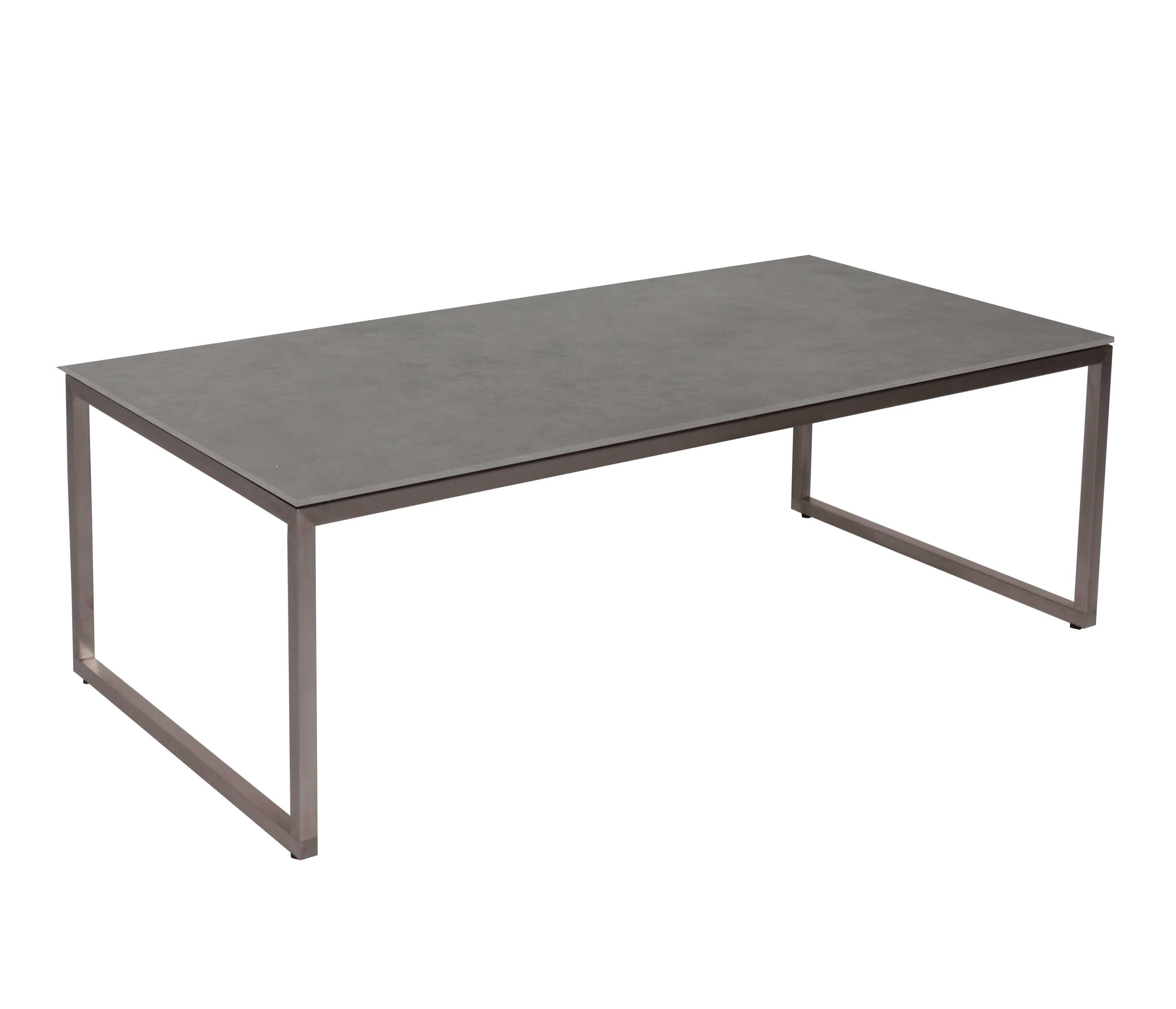 mutoni Table basse Obelisk U-Bein 120 - plateau gris clair - piètement inox  