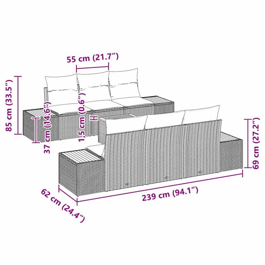 VidaXL Canapé de jardin poly rattan  