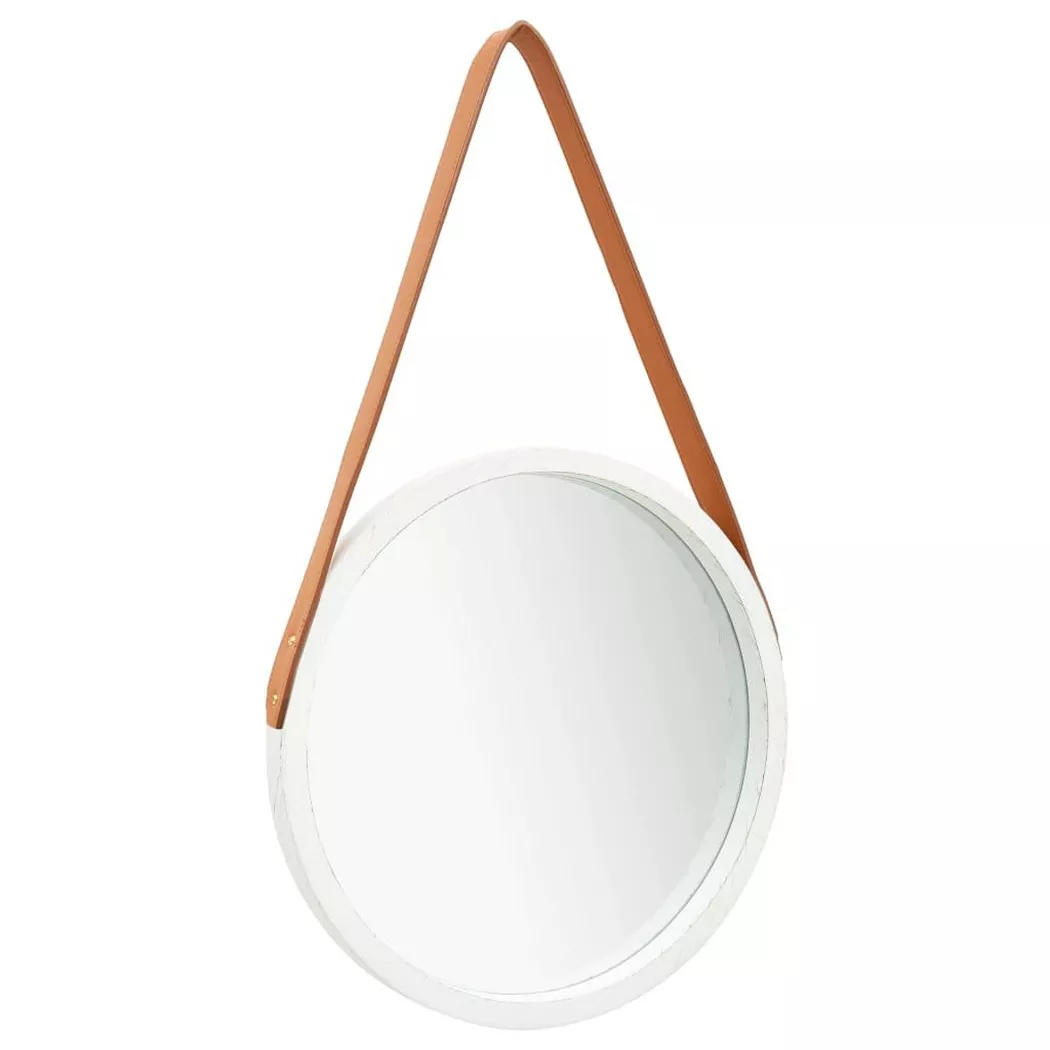 vidaXL Miroir mural avec sangle 40 cm Blanc 320360